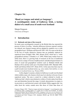 A Sociolinguistic Study of Galloway Irish, a Lasting Dialect of a Small Area of South West Scotland