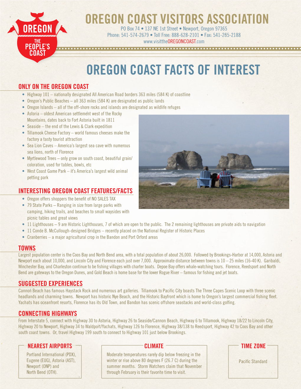 Oregon Coast Facts of Interest