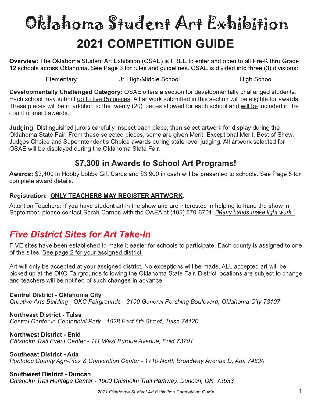 Oklahoma Student Art Exhibition 2021 COMPETITION GUIDE