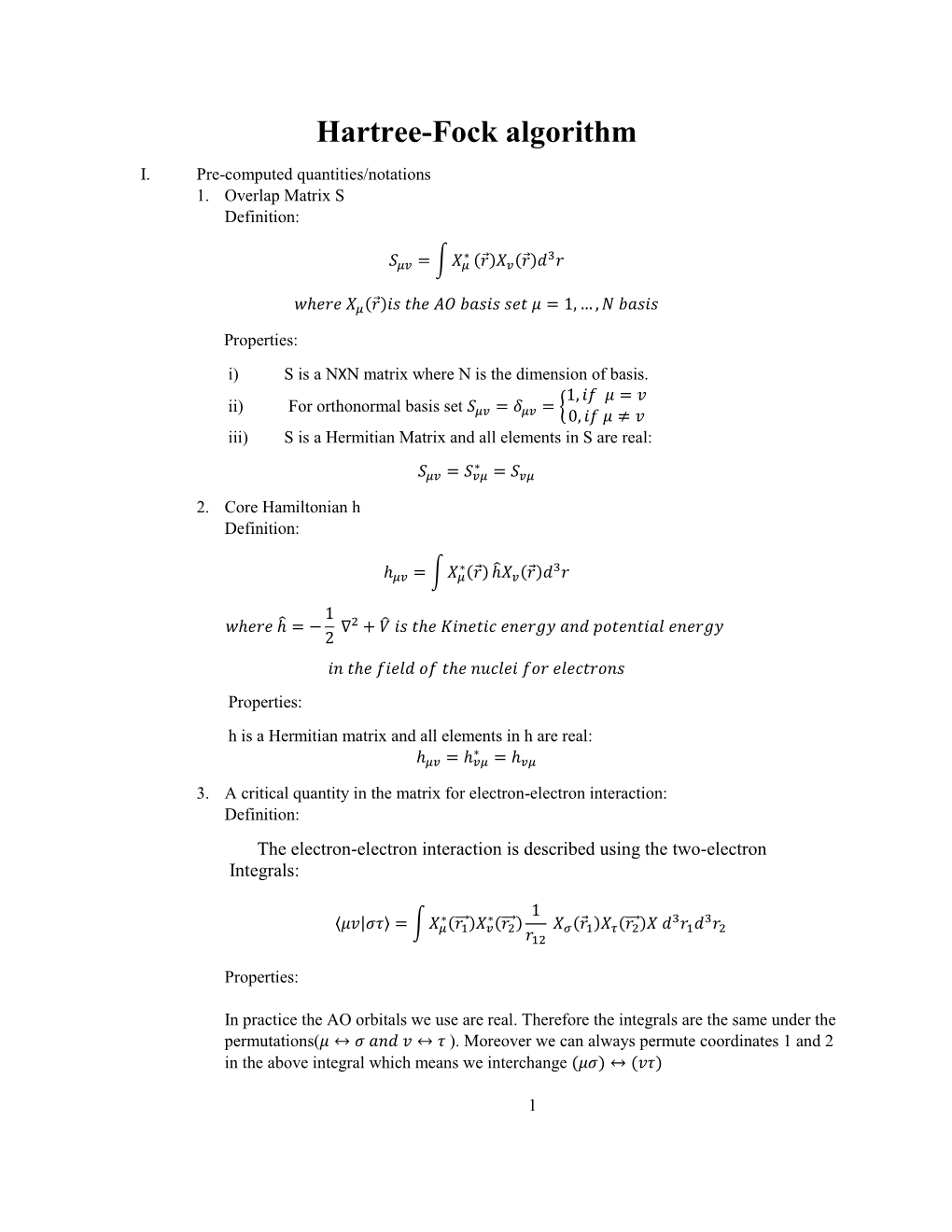 Hartree-Fock Algorithm