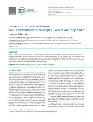 Van Leeuwenhoek Microscopes—Where Are They Now?
