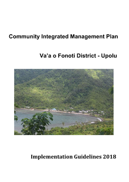 Vaa O Fonoti As a Management Plan for the Implementation of the Community Integrated Management Strategy (CIMS)