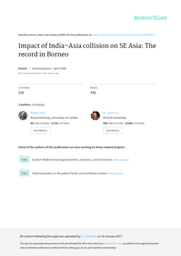Impact of India–Asia Collision on SE Asia: the Record in Borneo