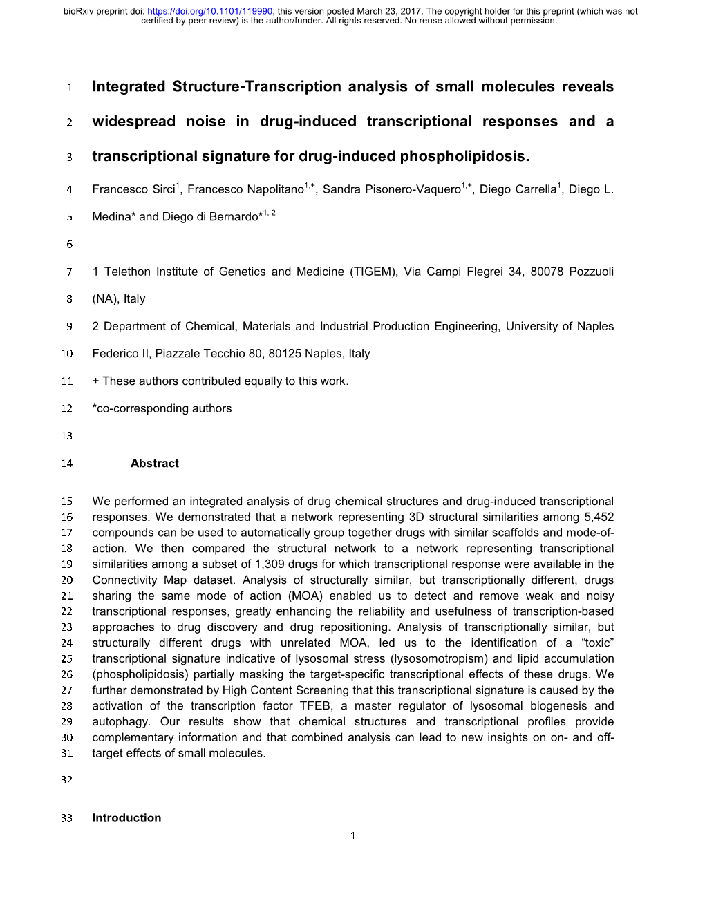 Integrated Structure-Transcription Analysis of Small Molecules Reveals