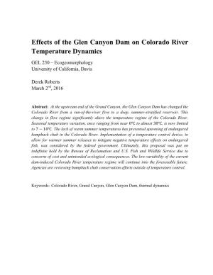 Effects of the Glen Canyon Dam on Colorado River Temperature Dynamics