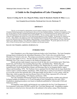 A Guide to the Zooplankton of Lake Champlain