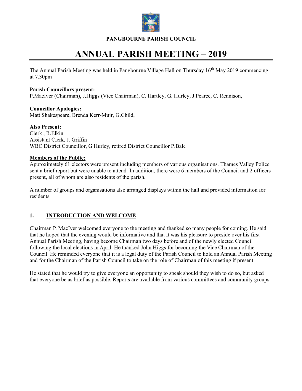 Annual Parish Meeting – 2019