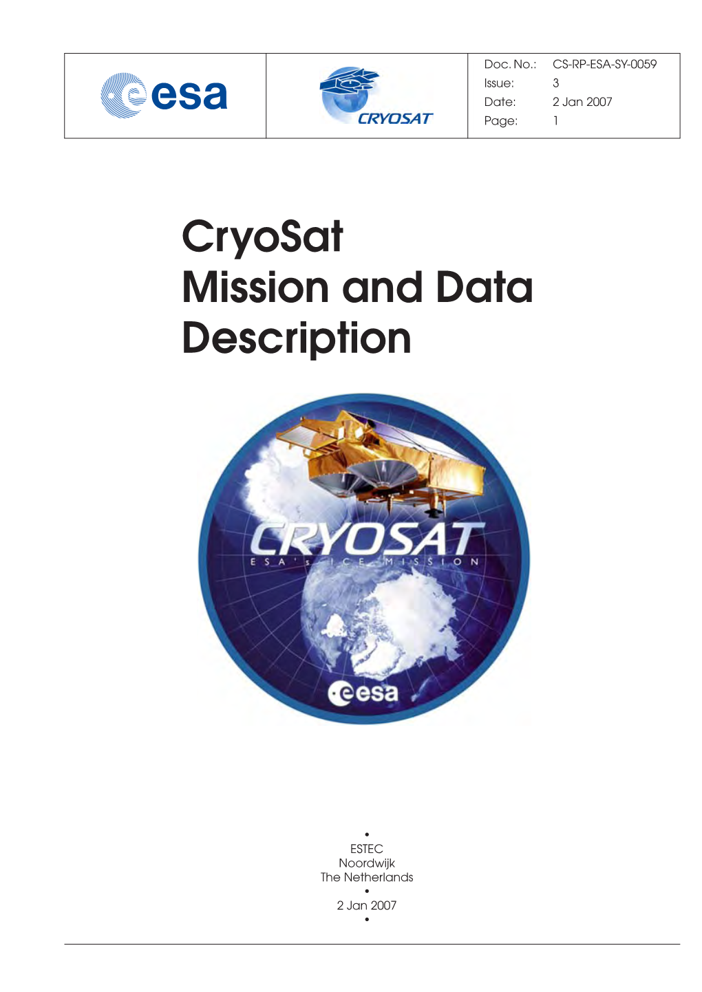 Cryosat Mission and Data Description Document