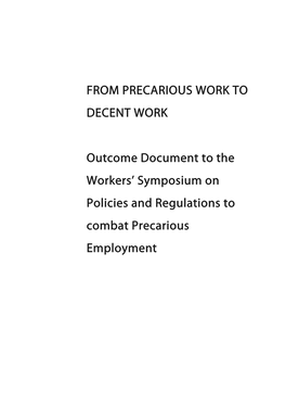 From Precarious Work to Decent Work: Outcome Document to the Workers