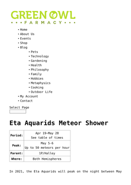 Eta Aquarids Meteor Shower