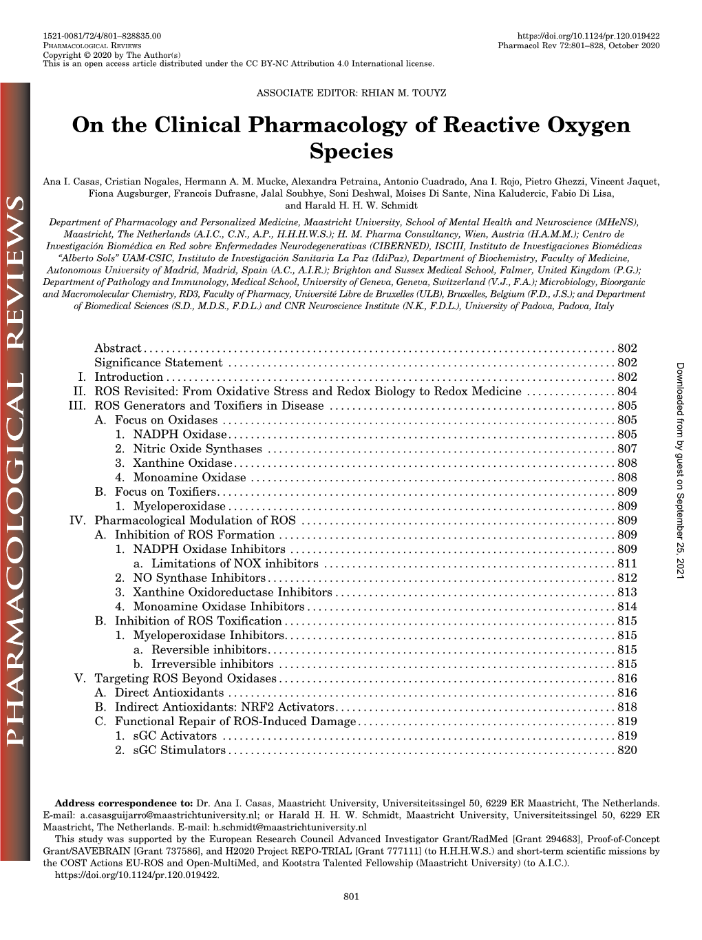 On the Clinical Pharmacology of Reactive Oxygen Species