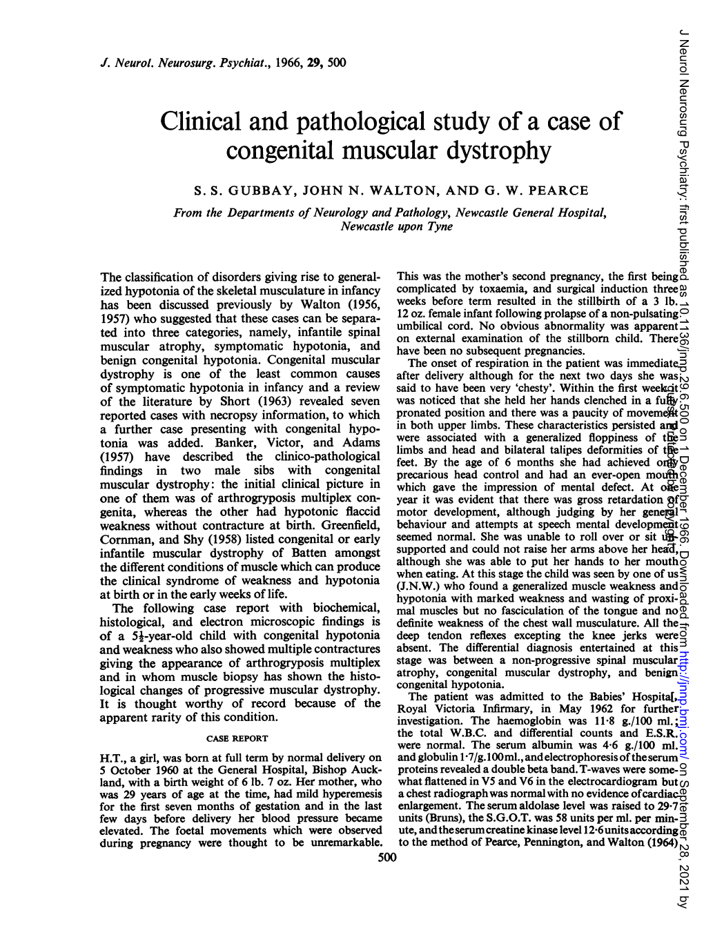 Clinical and Pathological Study Ofa Case of Congenital Muscular Dystrophy