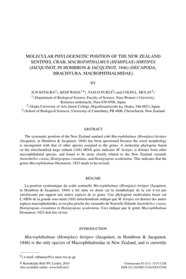 Molecular Phylogenetic Position of the New Zealand