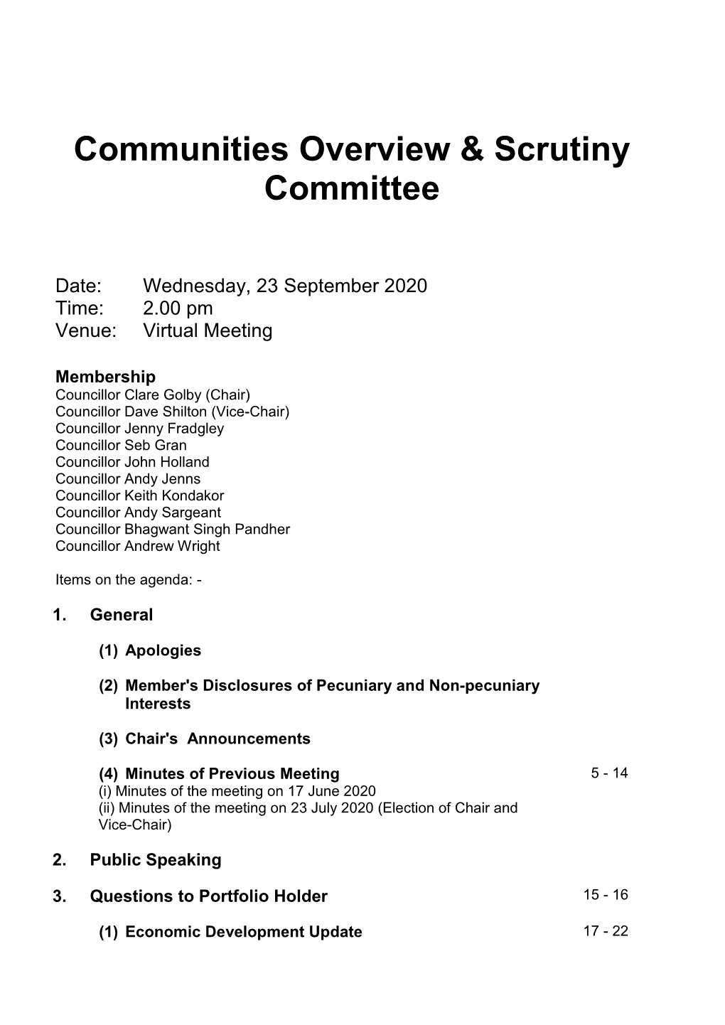 (Public Pack)Agenda Document for Communities Overview & Scrutiny