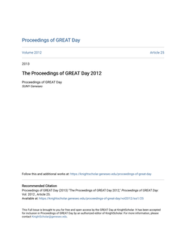 The Proceedings of GREAT Day 2012