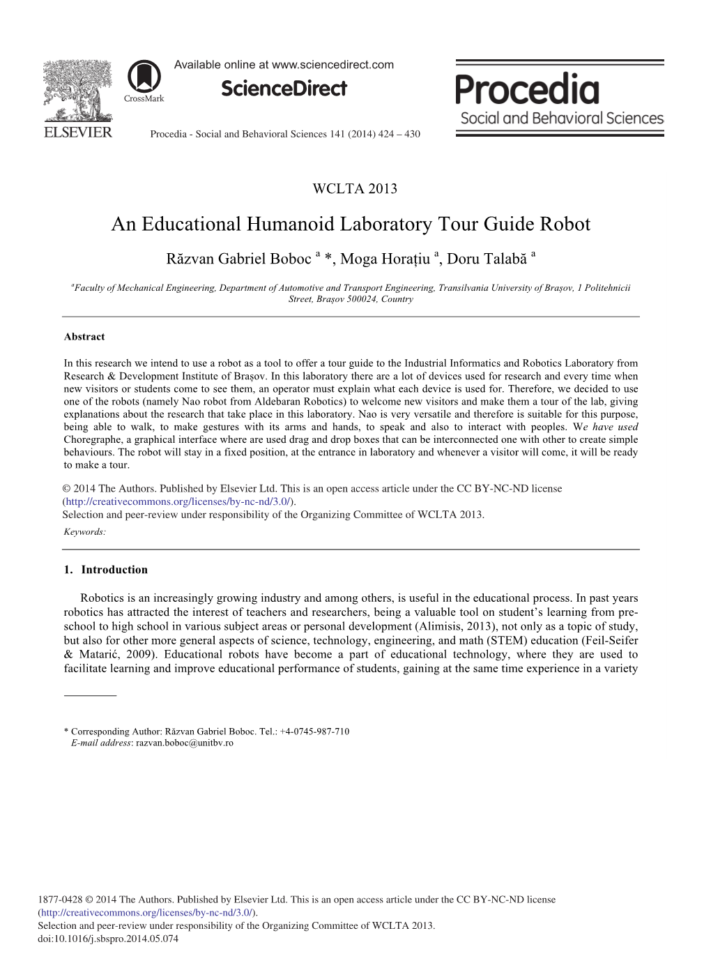 An Educational Humanoid Laboratory Tour Guide Robot