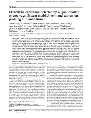 Microrna Expression Detected by Oligonucleotide Microarrays: System Establishment and Expression Profiling in Human Tissues