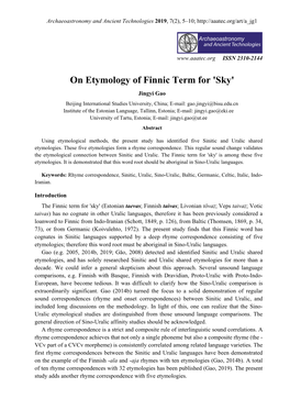 On Etymology of Finnic Term for 'Sky'