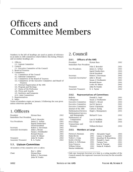 Officers and Committee Members, Volume 48, Number 9