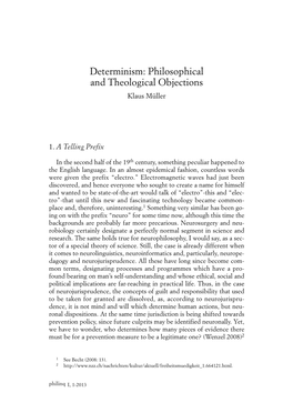 Determinism: Philosophical and Theological Objections Klaus Müller