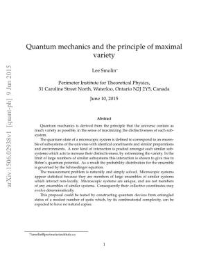 Quantum Mechanics and the Principle of Maximal Variety