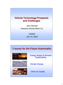 Vehicle Technology Prospects and Challenges
