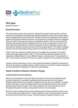 GH1 Gene Growth Hormone 1