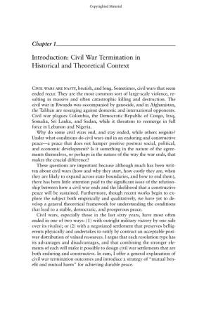 Introduction: Civil War Termination in Historical and Theoretical Context