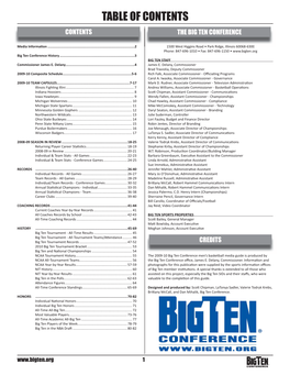 Table of Contents Contents the Big Ten Conference