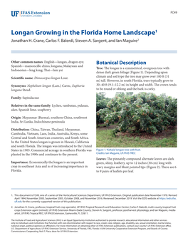 Longan Growing in the Florida Home Landscape1 Jonathan H