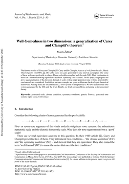 Well-Formedness in Two Dimensions: a Generalization of Carey and Clampitt's Theorem