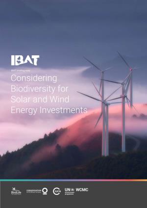 Considering Biodiversity for Solar and Wind Energy Investments Introduction