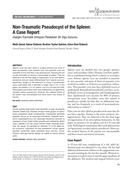 Non-Traumatic Pseudocyst of the Spleen: a Case Report Dalağın Travmatik Olmayan Psödokisti: Bir Olgu Sunumu