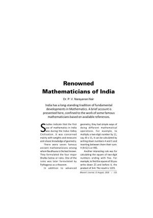 Renowned Mathematicians of India