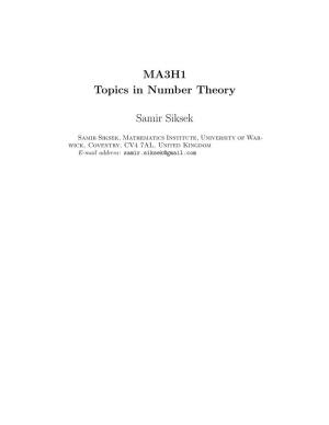 MA3H1 Topics in Number Theory Samir Siksek