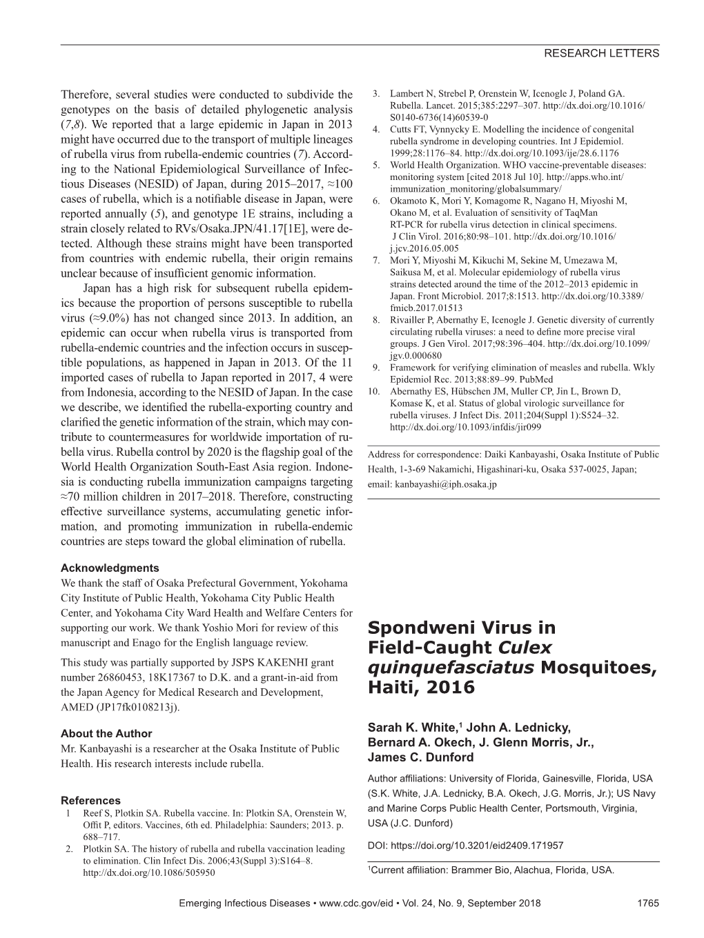 Spondweni Virus in Field-Caught Culex Quinquefasciatus Mosquitoes