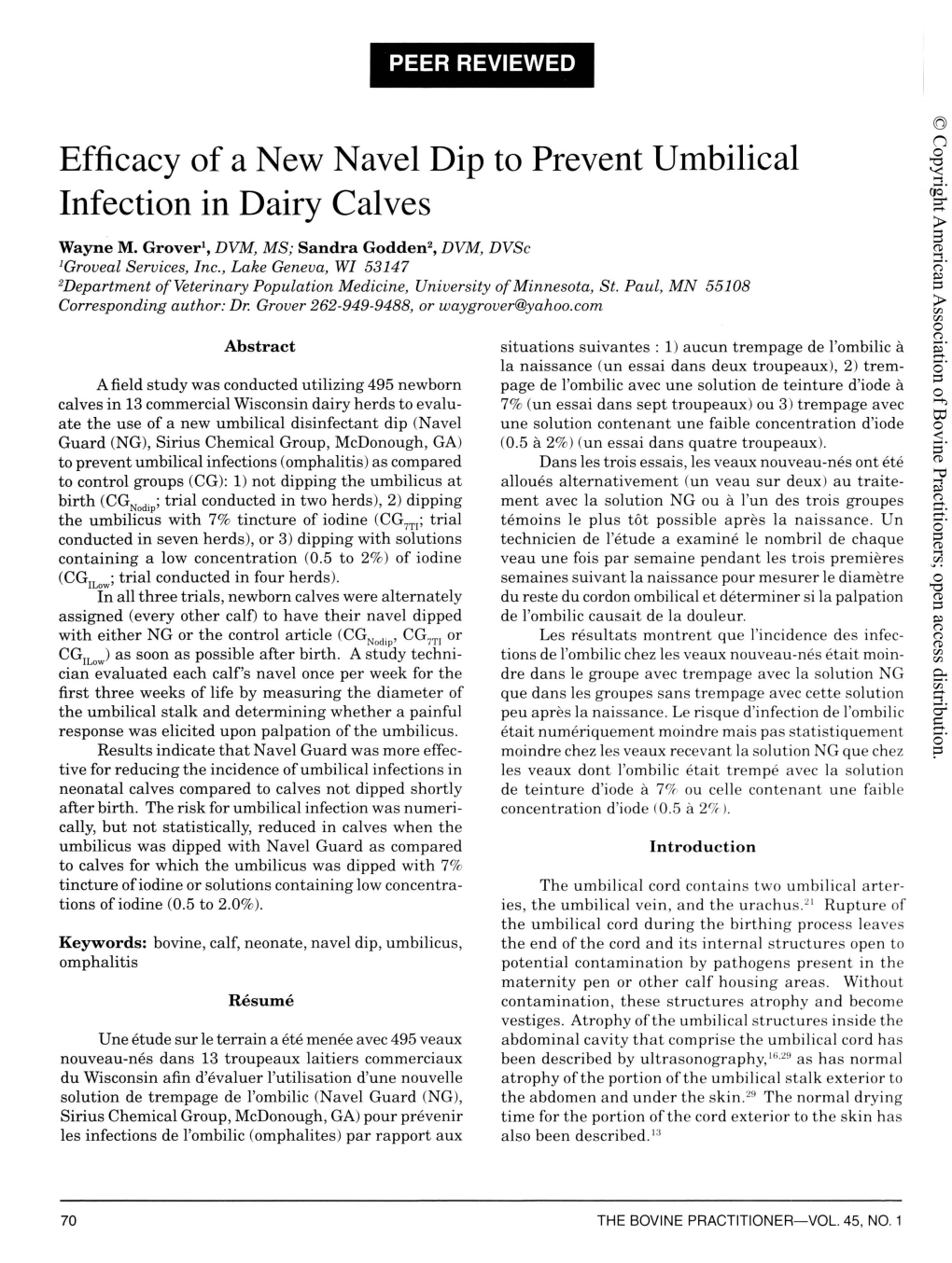 Efficacy of a New Navel Dip to Prevent Umbilical Infection in Dairy Calves