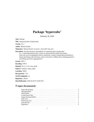 Package 'Hypercube'