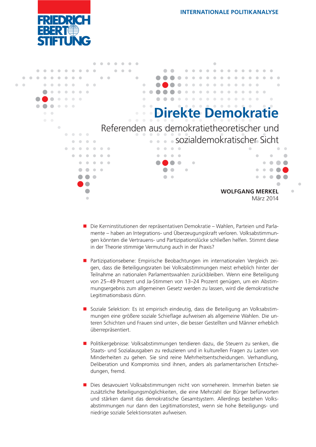 Direkte Demokratie : Referenden Aus Demokratietheoretischer Und Sozialdemokratischer Sicht