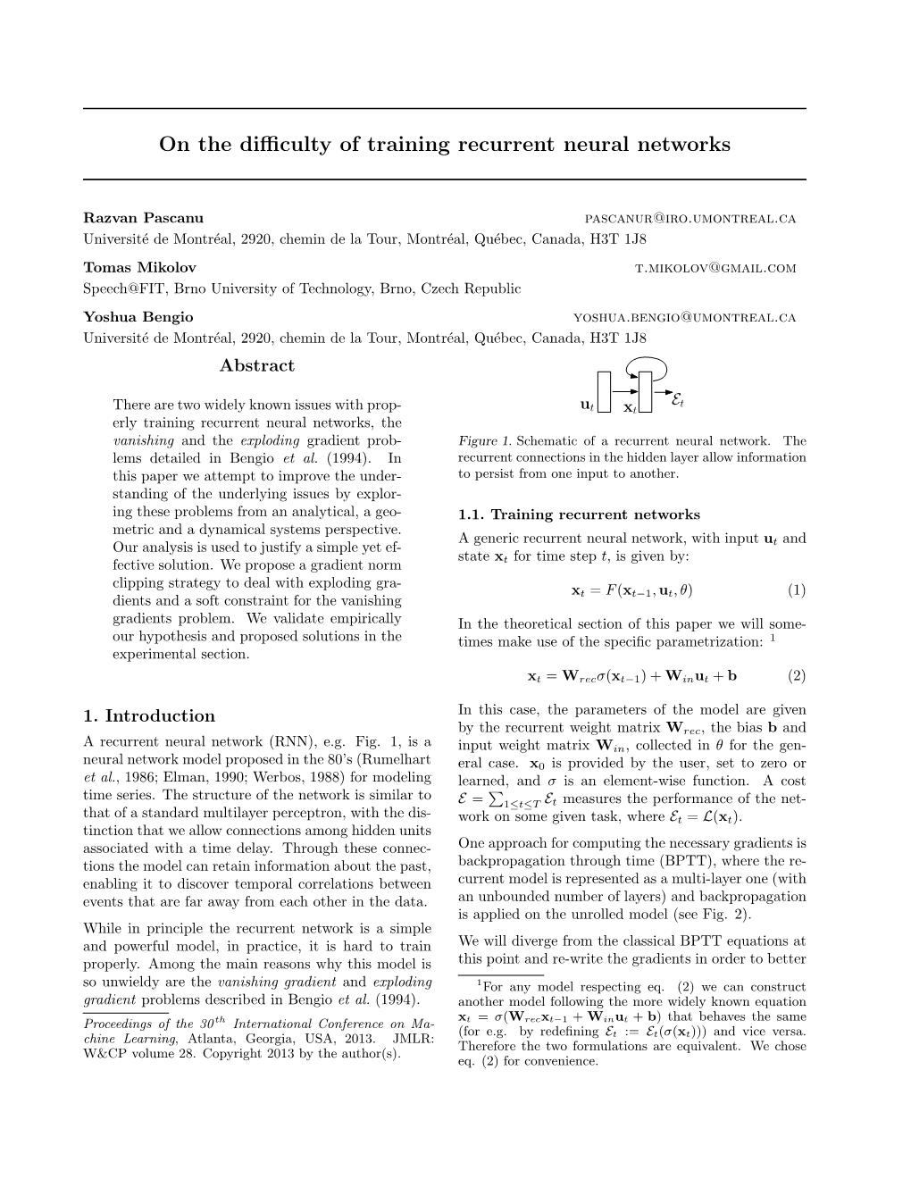 On the Difficulty of Training Recurrent Neural Networks