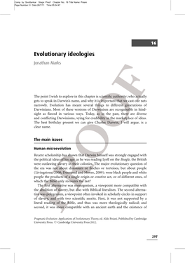 Evolutionary Ideologies Jonathan Marks