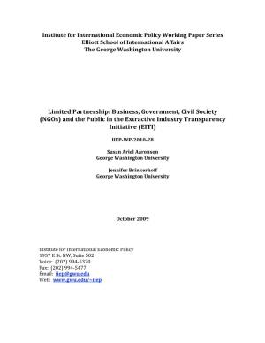 Limited Partnership: Business, Government, Civil Society (Ngos) and the Public in the Extractive Industry Transparency Initiative (EITI)