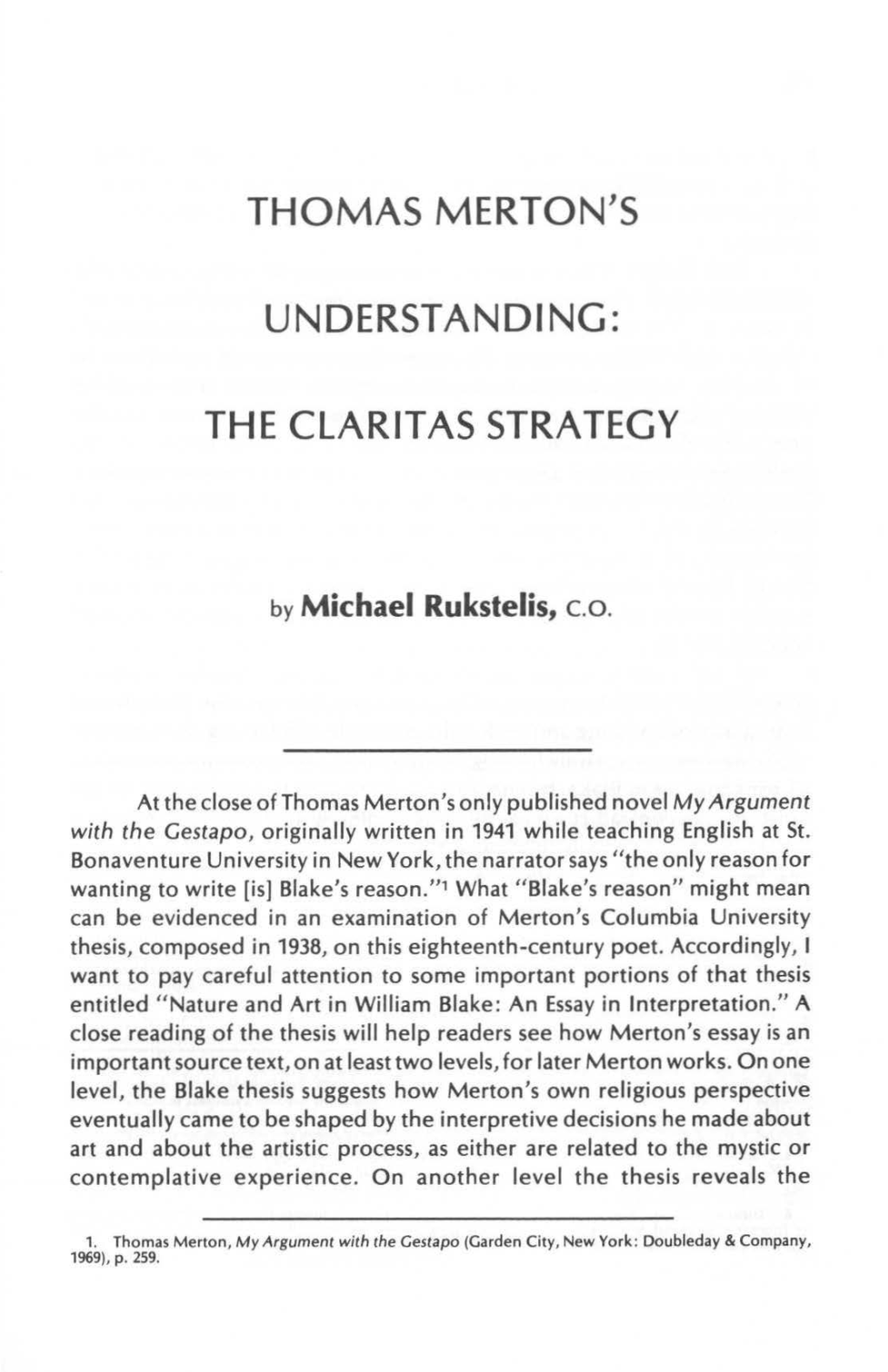 The Claritas Strategy