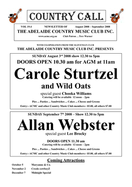VOL 19.4 NEWSLETTER of August 2008 – September 2008 the ADELAIDE COUNTRY MUSIC CLUB INC