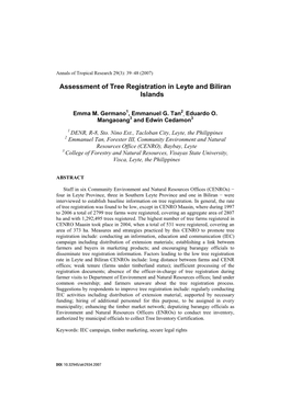 Assessment of Tree Registration in Leyte and Biliran Islands