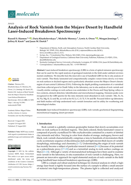 Analysis of Rock Varnish from the Mojave Desert by Handheld Laser-Induced Breakdown Spectroscopy