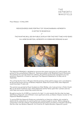 Press Release – 12 May 2015 REDISCOVERED, RARE