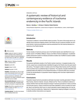 A Systematic Review of Historical and Contemporary Evidence of Trachoma Endemicity in the Pacific Islands