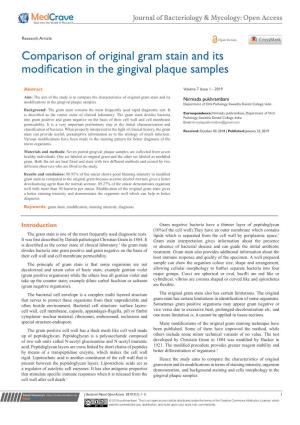 Comparison of Original Gram Stain and Its Modification in the Gingival Plaque Samples