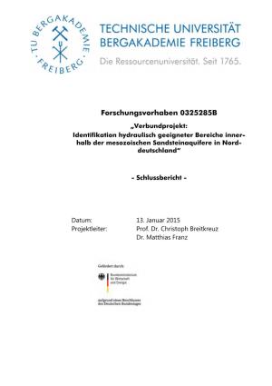 Verbundprojekt: Identifikation Hydraulisch Geeigneter Bereiche Inner- Halb Der Mesozoischen Sandsteinaquifere in Nord- Deutschland“